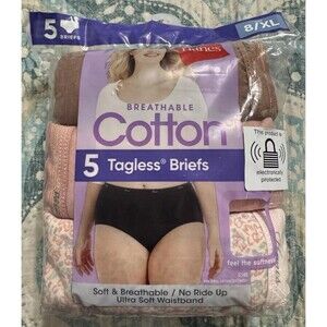 Hanes Tagless Briefs/Panties 5 Pairs Breathable Cotton Women’s s Sz 8/XL Sealed